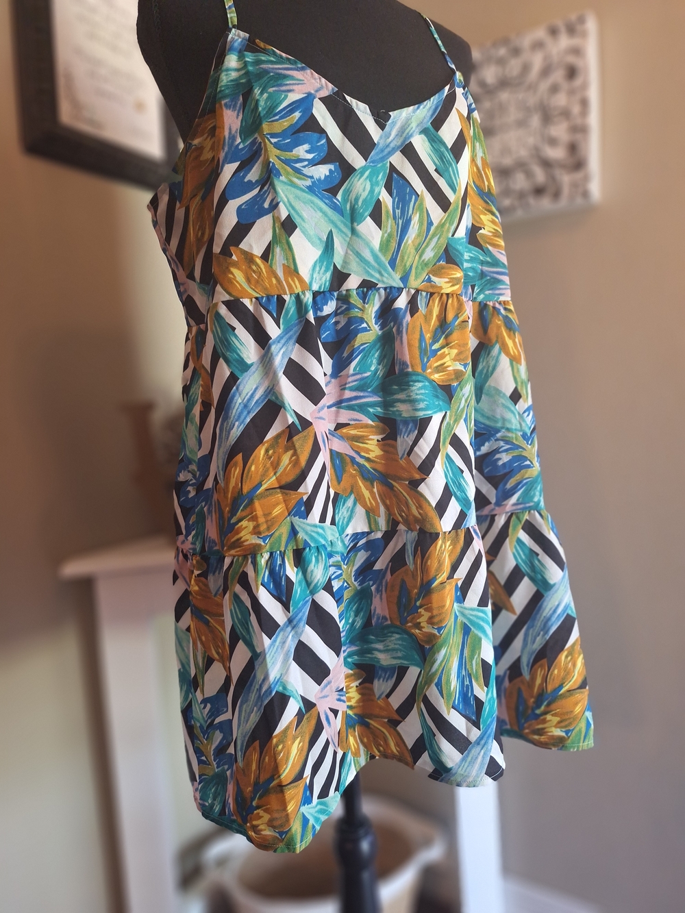 Show Me Your MuMu Babydoll Tropical Tiered Beach Dress L